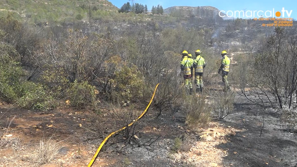 Els bombers estabilitzen un incendi forestal a Barxeta